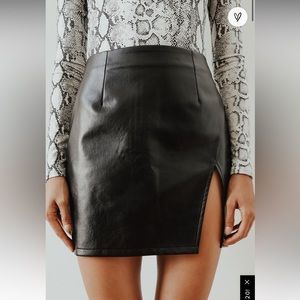 Lulu’s Black Vegan Leather Mini Skirt